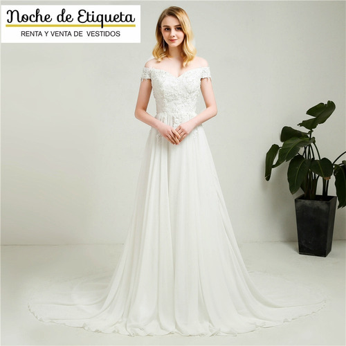 Imagen 1 de 4 de Vestido De Novia Nuevo Corte Recto Manga En Hombro