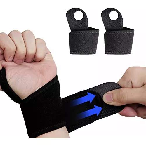 Muñequera de compresión para entrenamiento, 2 piezas, soporte de muñeca de  tenis para levantamiento de pesas, muñequera para tendinitis, color negro