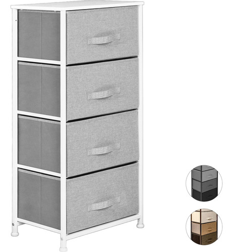 Mueble Buro Organizador Comoda 4 Cajones Tela Moderno Color Gris