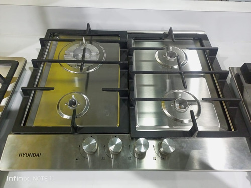 Tope De Cocina 4 Hornillas, 60 Cm, Gas, Acero, Hyundai