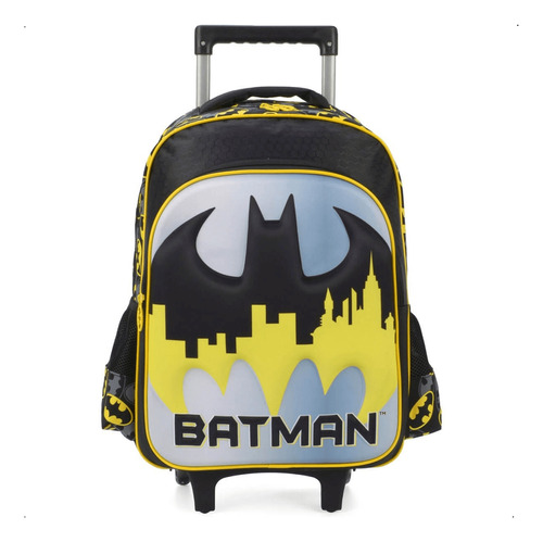 Mochila Infantil Com Rodinha Batman Grande Amarela - Luxcel