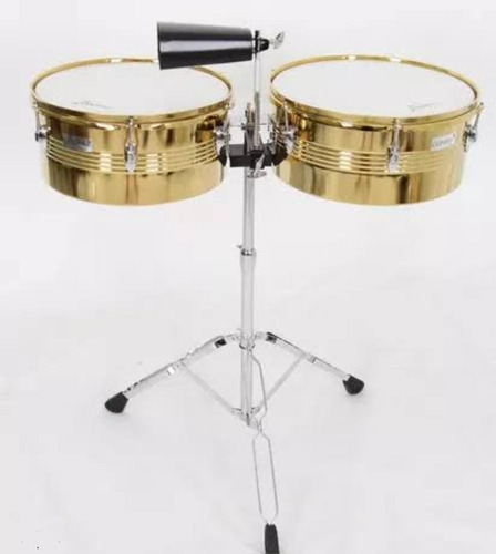 Timbal Dorado Timbales Reforzado Tipo Matador Con Baquetas