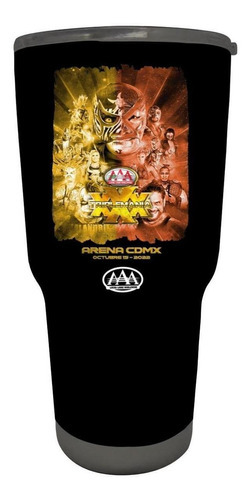 Vaso Térmico Termo Lucha Libre Aaa 30 Oz Triplemania Xxx Od7 Color Negro