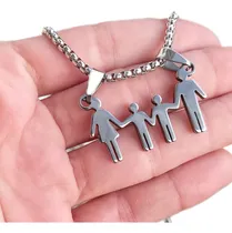 Comprar Collar Mamá 2 Dos Hijos Nenes Papá Acero Joyas Mónaco