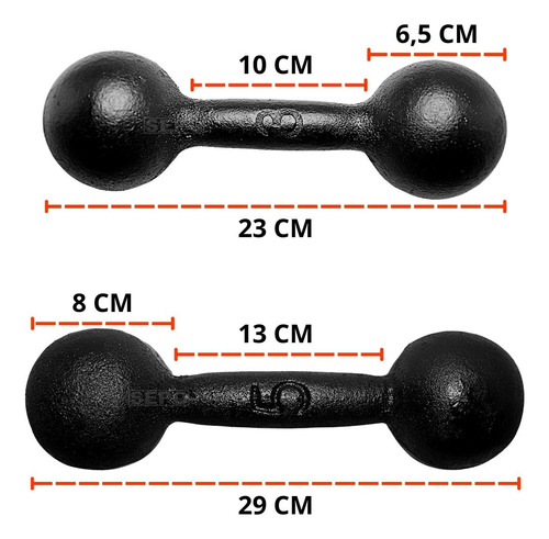 Kit 4 Halteres Redondo Bola De Ferro Pares De 3kg E 5kg