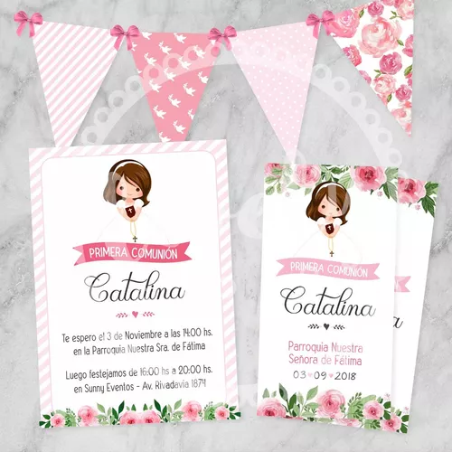 Comunión modelo Catalina: kit imprimible decoración de fiesta