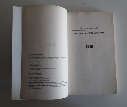 Libro La Esposa Imperfecta. W. Somerset Maugham (Usado)