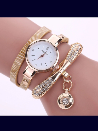 Reloj Para Dama Mujer Elegante Cuero Metal Precioso