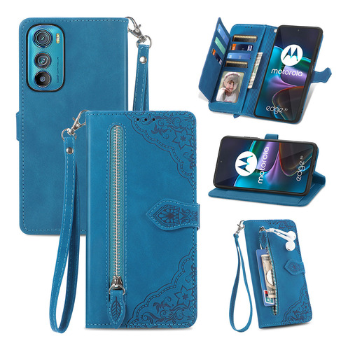 Funda De Piel Con Cierre Abatible Para Moto G8 Play/one Macr