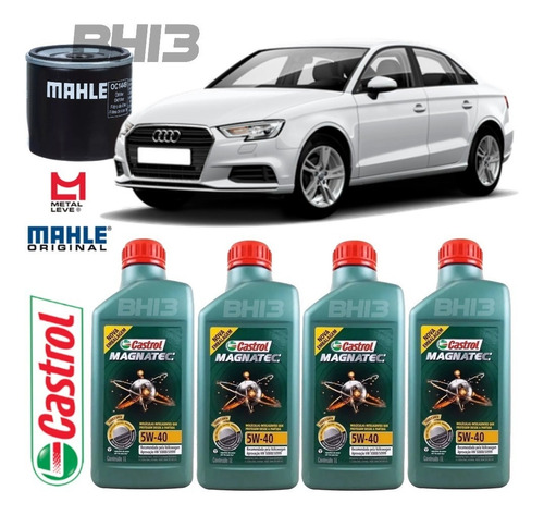 Kit Troca De Óleo Castrol 5w40 Audi A3 1.4 Tfsi Flex Oc1449