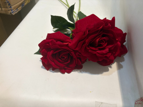 Vara Rosa Individual Artificial Tela Terciopelo X 3 Unidades Rojo