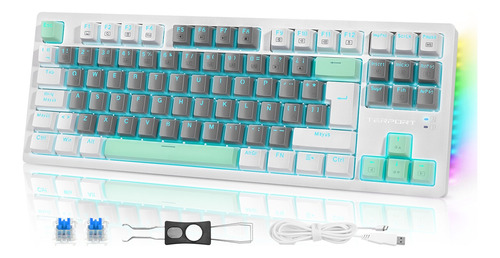 Teclado Gamer Mecánico Cableado Ergonómico Tkl Blue Switches