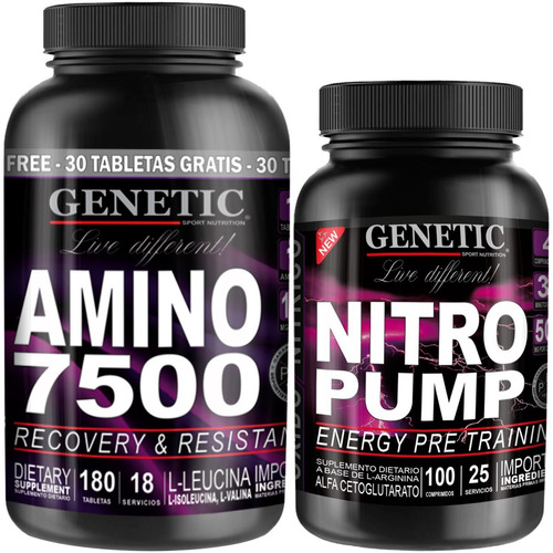 9 Aminoácidos Esenciales Amino 7500 X 180 Nitro Pump Genetic
