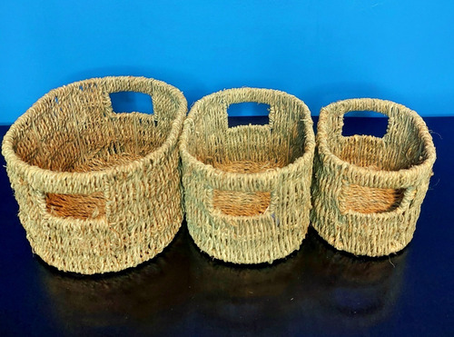 Imagen 4 de 4 de Canastillos Decorativos Fibra Natural