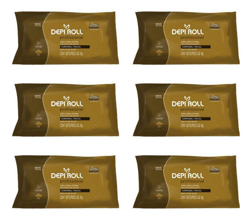 Depilatorio Depiroll Cera 1kg Blocos Tradicional - Kit C/6un