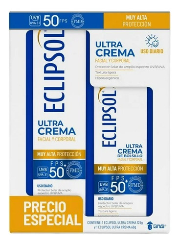 Eclipsol Ultra Crema Protector Solar 50+ Fps Pack 125g + 60g