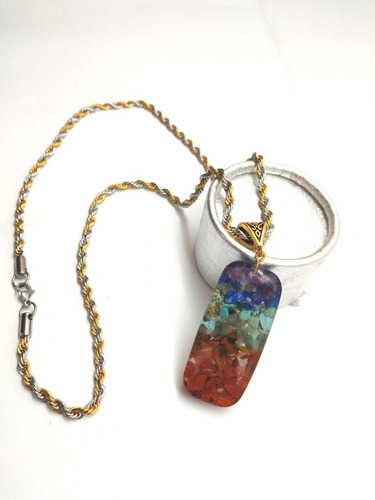 Colar 7 Chakras Orgonite Pedras Coloridas,natureza,c\caixa