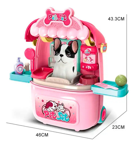Maleta Ruedas Grande + Mascota Peluche Perro Gato Juguete