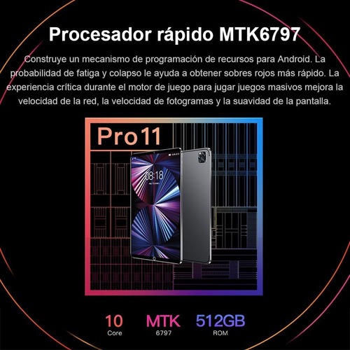 Tablet 10.1" 512GB color negro 12GB de memoria RAM
