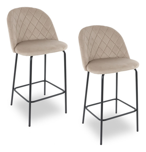Sillas Altas De Bar Tapizada Con Relleno Reposapies Set De 2 Acabado de la estructura Electrostática Color Taupe