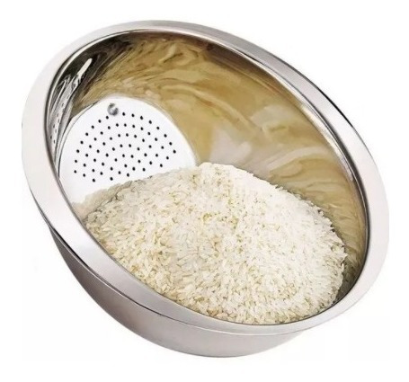 Escorredor Lavador Arroz E Massa Aço Inox 26cm 123útil