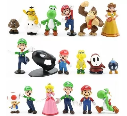 18pcs Super Mario Bros Figuras de Ação Brinquedos Set Jogo