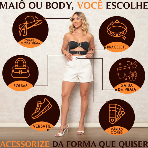 Body Slim Tomara Que Caia Com Bojo Verão Tendência Preto G (40/42)