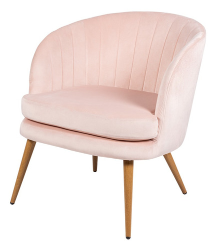 Silla Tocador Rosa Madera Tapiz Estilo Velvet Oficina