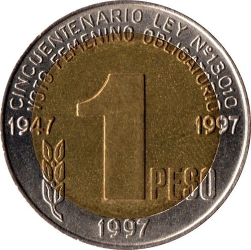 Eva Perón Moneda Bimetálica 1 Peso Año 1997 -