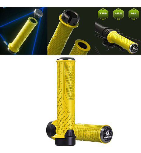 1 Par De Manillar De Bicicleta Agarre De Mano Ciclo Amarillo