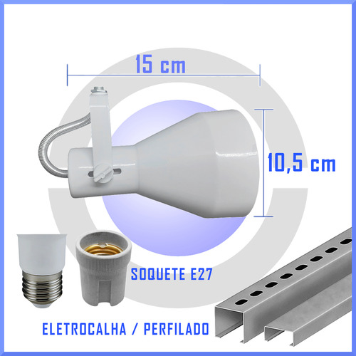Spot Luminária P/ Lâmpada Par30 Trilho Perfilado Eletrocalha Cor Preto Voltagem 110v/220v