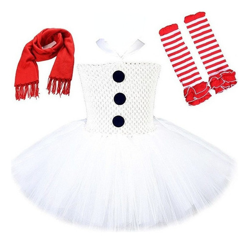 Vestido De Tutú De Muñeco De Nieve Navideño Para Niñas Y Niñ