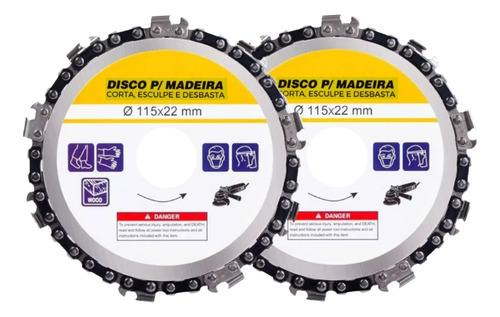 2 Disco Corrente De Motosserra 115mm Cortar Esculpir Madeira
