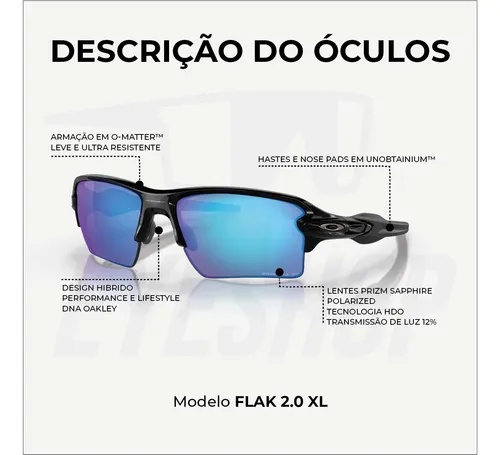 Óculos Oakley Flak 2.0 Xl Preto Lente Sapphire Polarizada