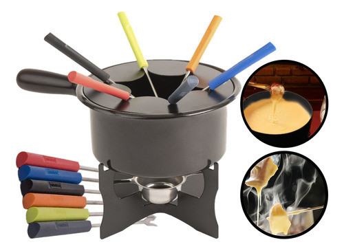 Conjunto Aparelho Panela Fondue 10 Peças Domama 1,250l Cor Preto