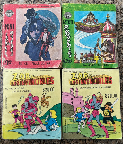 Pack 4 Mini Comics, Burrerias, Carcel Zor Y Los Invensibles 