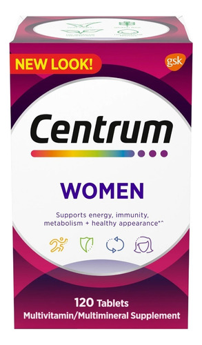 Centrum Women 120 Tabletas Americano Suplemento Inmune Sabor Sin Sabor