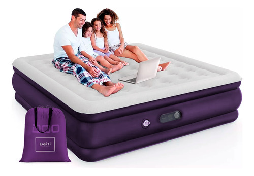 Colchón Cama Inflable Eléctrico 2 Plaza 203x152x47cm Marca Beiti Modelo 203bt Cubierta Superior Afelpada Con Bolso Parches E Inflador Electrico Estructura De Vigas Conicas