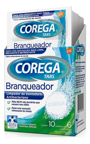 Corega Tabs Branqueador Com 60 Pastilhas Oferta