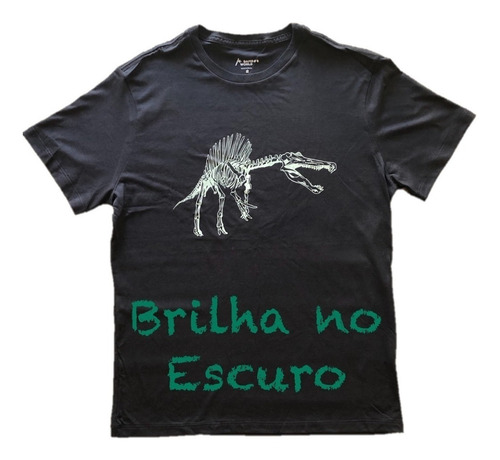 Imagem 1 de 5 de Camiseta Viscose De Bambu Infantil Preta Dinossauro Bamboo W