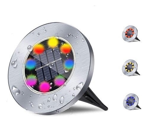 Pack 4 Focos Solares Jardín Estaca De 8 Led Embutido Rgb