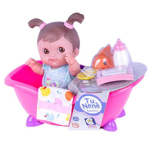 Boneca Tu Nenê Na Banheira Com Acessórios Divertidos