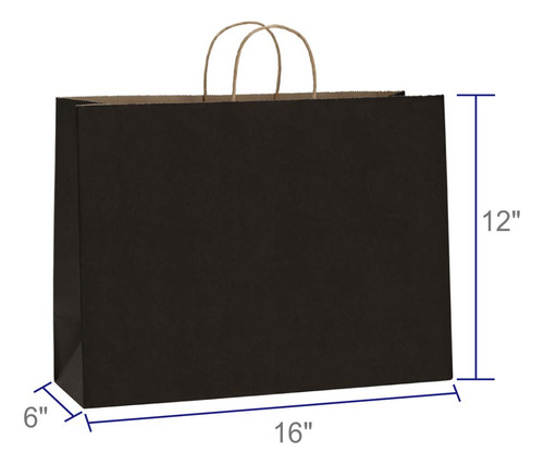 100 Bolsas De Papel Kraft Negras 40 X 15 X 30 Cm Reciclables