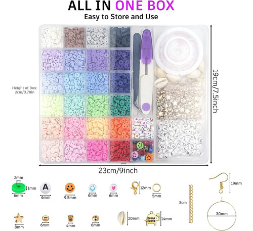 Kit De Pulseras Gionlion 6000 Cuentas De Arcilla 24 Colores