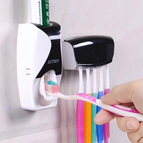 Imagen 2 de 4 de Dispensador Automatico Pasta Dental + Porta Cepillo Dientes