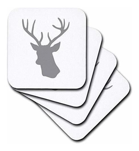 3drose Grey Deer Head Silhouette On White. Modern Gray Stag 