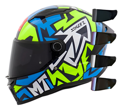 Capacete Mt Stinger2 Diversos Gráficos + Viseira *promoção*