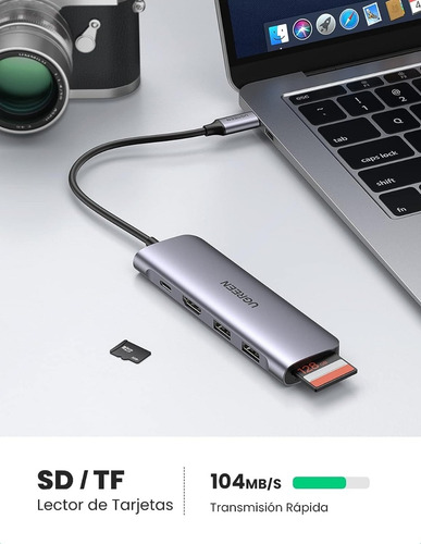 Ugreen Hub Usb C 6 En 1 Hub + Hdmi + Tf/sd 100w