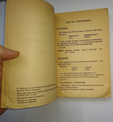 Diccionario De Antónimos Y Parónimos - D.a.m. (Usado)
