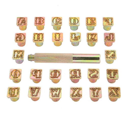 Juego De 26 Letras Alfabeto Metal Cuero, 1/2, 13 Mm, Stam